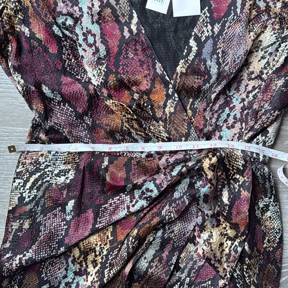 NEW REBECCA TAYLOR Snakeskin Print Silk Wrap Dress 12 - Picture 14 of 16